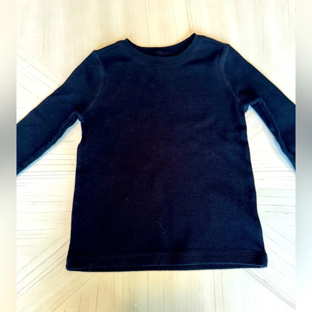 Old Navy Black Waffle Knit Thermal Long Sleeve Shirt - Size 4T Toddler